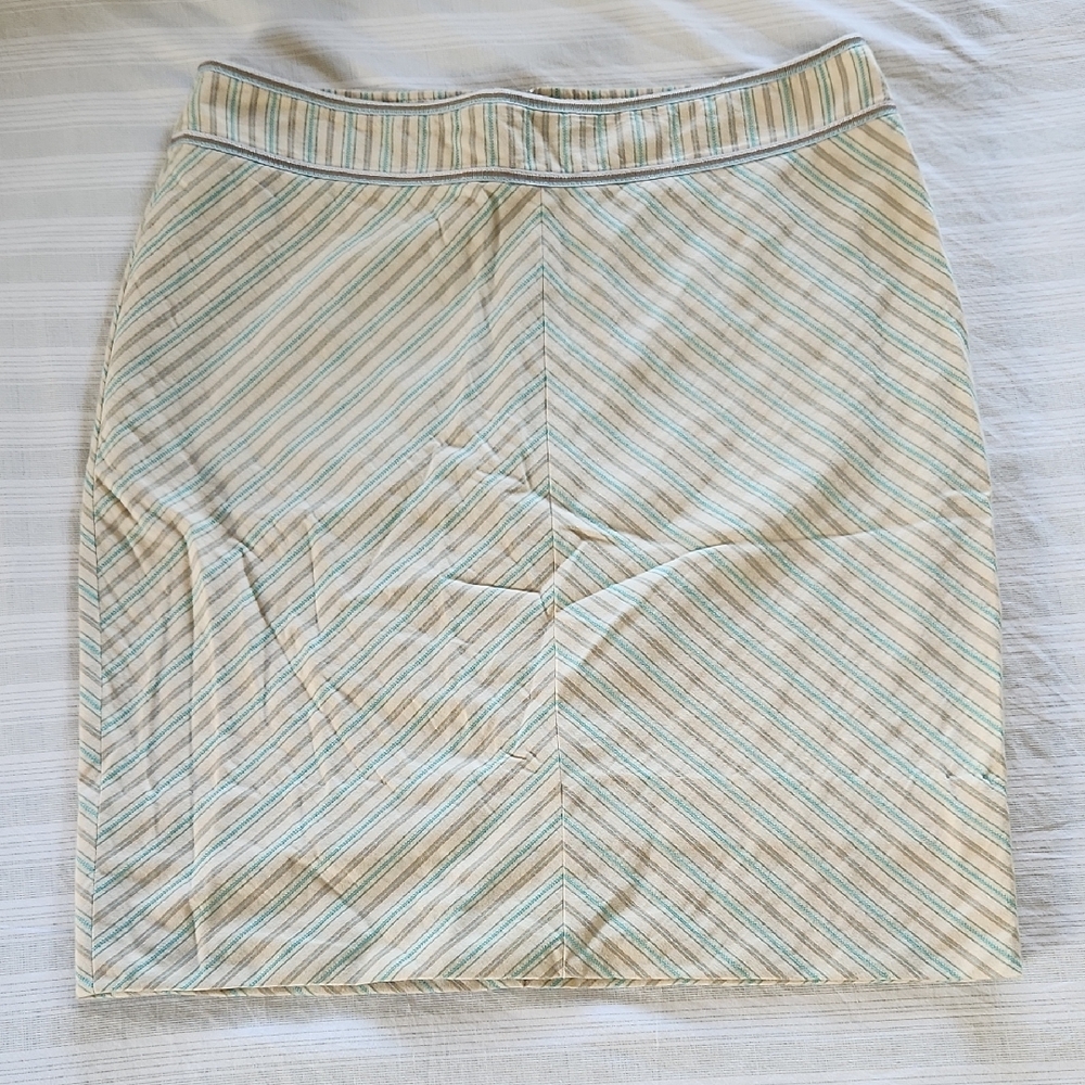 Missoni Cream and Blue Diagonal Striped Pencil Skirt
